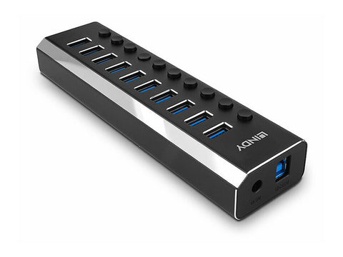 LINDY 10 Port USB 3.0 Hub with On/Off Switches