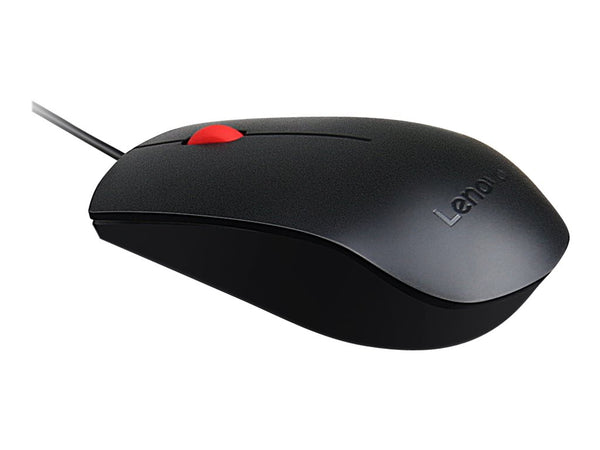Lenovo Essential - Souris - droitiers et gauchers - optique - 3 boutons - filaire - USB - ThinkRed