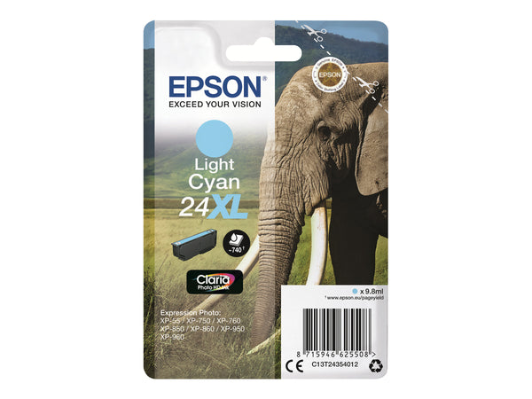 EPSON 5LB 24XL ink cartridge light cyan high capacity 9.8ml 740 pages 1-pack RF-AM blister w/s