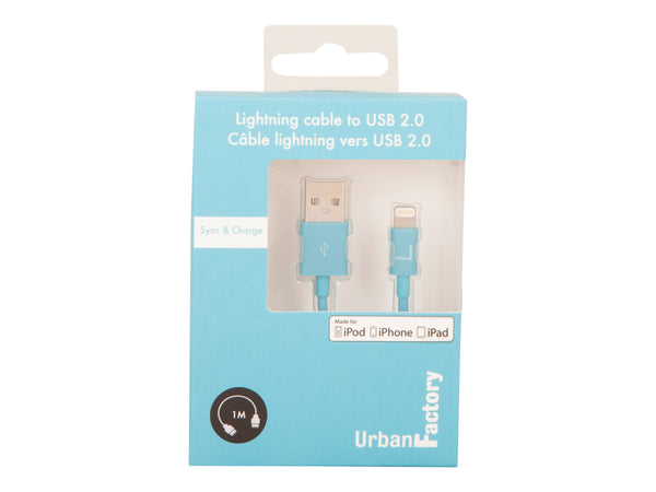 URBAN FACTORY CABLE LIGHTNING MFI 1M BLEU BOITE