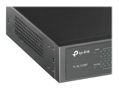 TP-LINK 26-Port 10/100Mbps PoE+ Switch 24 10/100Mbps PoE+ Ports 2 Gigabit RJ45 Ports 2 Combo SFP Slots 802.3at/af 250W PoE