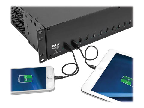 EATON TRIPPLITE 16-Port USB Charging Station with Syncing 230V 5V 40A 200W USB Charger Output 2U Rack-Mount