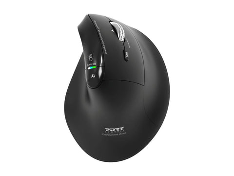 PORT DESIGNS Mouse Ergonomic Rechargeable Bluetooth + RF 2.4GHZ - ERGO AUDITOR