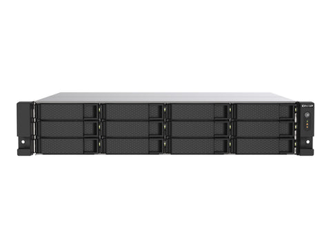 QNAP 12-bay Rackmount NAS AMD Ryzen V1000 series V1500B 4C/8T 2.2GHz 8Go DDR4 RAM 2x2.5GbE LAN optional 10GbE & M.2 NVMe/SATA