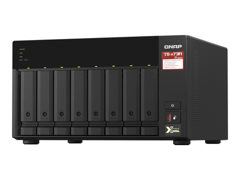 QNAP 8-bay NAS AMD Ryzen Embedded V1500B 2.2GHz 8Go 8xSATA 6Gb/s bays 2xM.2 NVMe PCIe Gen3 SSD slots 2x2.5GbE LAN optional 10GbE