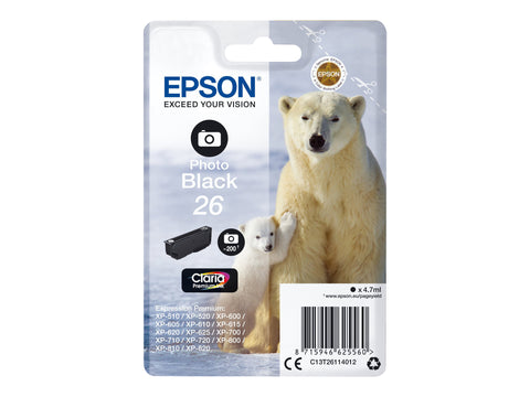EPSON 5LB 26 ink cartridge photo black standard capacity 4.7ml 200 photos 1-pack RF-AM blister w/s