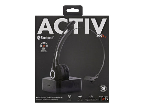 TNB Activ 300M Professional Mono Bluetooth Headset With Magnetic Charging Base Wireless Bluetooth 5.0 Connection