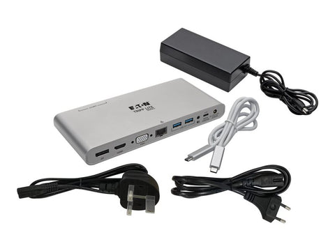 EATON TRIPPLITE USB-C Dock Triple Display - 4K HDMI/DisplayPort VGA USB 3.2 Gen 1 USB-A/USB-C Hub GbE 100W PD Charging International