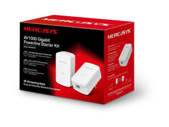 TP-LINK MERCUSYS MP500 AV1000 Powerline Kit: 2x MP500 Powerline adapter 1000 Mbps Broadcom CPU HomePlug AV2 1x Gigabit Port