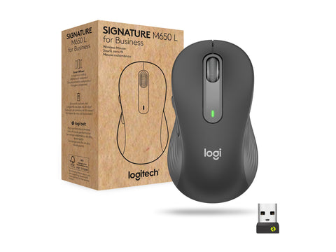 LOGITECH Signature M650 L for Business Mouse right-handed 5 buttons wireless Bluetooth 2.4 GHz Bolt USB receiver