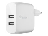 BELKIN BOOST CHARGE 24w USB-A Dual  Wall Charger w/ 1m A-LTG White