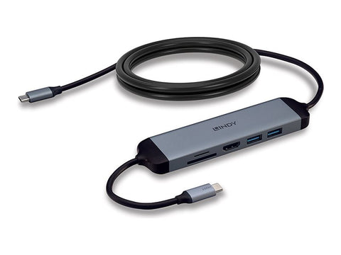LINDY USB 3.2 Type C Laptop Micro Dock with 1.4m USB PD Charging Cable