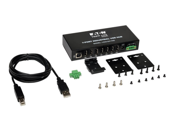 EATON TRIPPLITE 7-Port Industrial-Grade USB 2.0 Hub 15kV ESD Immunity Metal Housing Mountable