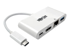 EATON TRIPPLITE USB-C Multiport Adapter - HDMI USB 3.0 Port GbE 60W PD Charging HDCP White
