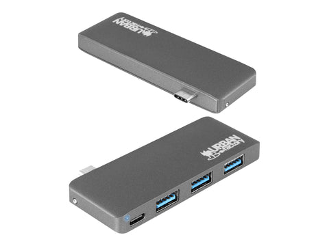 URBAN FACTORY TYPE-C HUB 3xUSB 3.0 DARK GREY