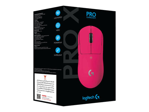 LOGITECH G PRO X SUPERLIGHT Gaming mouse right-handed optical 5 buttons wireless 2.4 GHz USB LIGHTSPEED receiver magenta