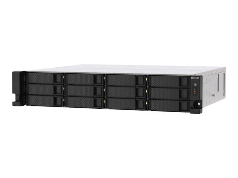 QNAP 12-bay Rackmount NAS AMD Ryzen V1000 series V1500B 4C/8T 2.2GHz 8Go DDR4 RAM 2x2.5GbE LAN optional 10GbE & M.2 NVMe/SATA