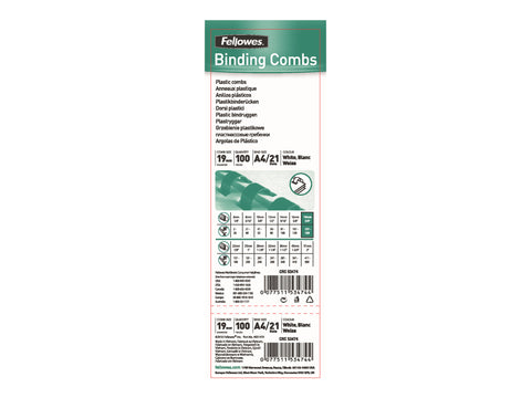 FELLOWES 5347405 Binding comb 19mm white 100pcs