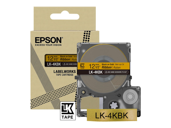 EPSON Ruban LK-4KBK - Satin - Noir sur Or 12/5