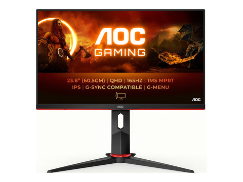 AOC Q24G2A/BK 23.8p Gaming Monitor IPS 2560x1440 1ms HDMI DP Black/Red