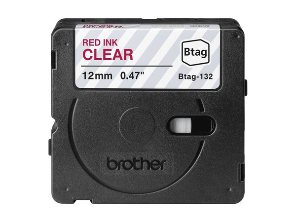 BROTHER BTAG132 Ribbon 12MM Red on Transparent