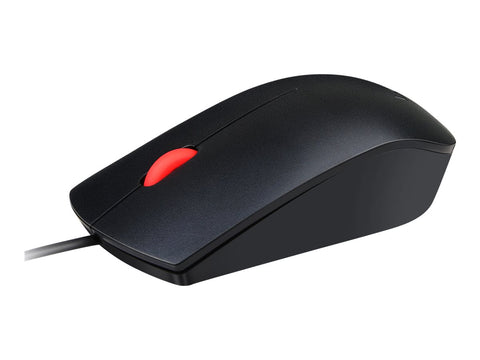 Lenovo Essential - Souris - droitiers et gauchers - optique - 3 boutons - filaire - USB - ThinkRed