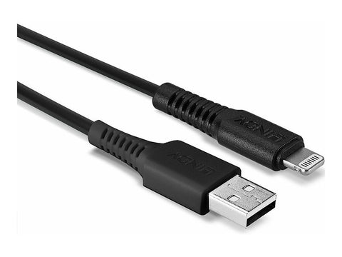 LINDY 1m USB to Lightning Cable black Charge and sync Cable for iPhone iPad & iPod