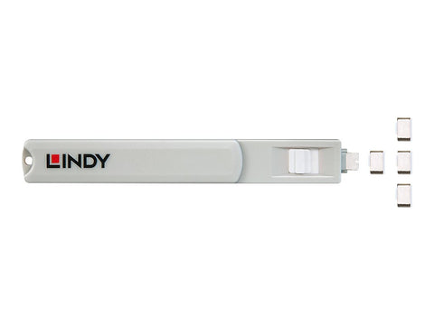 LINDY USB Type C Port Blocker Key - Pack of 4 Blockers White