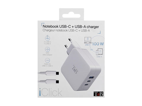 TNB iClick - GAN 100W USB-C and USB-A Charger white