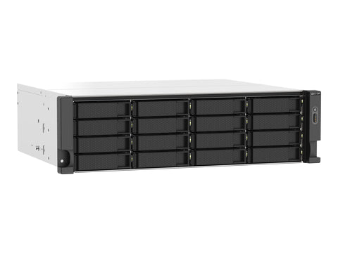 QNAP 16-bay Rackmount NAS AMD Ryzen V1000 series V1500B 4C/8T 2.2GHz 16Go DDR4 RAM 2x2.5GbE LAN optional 10GbE & M.2 NVMe/SATA
