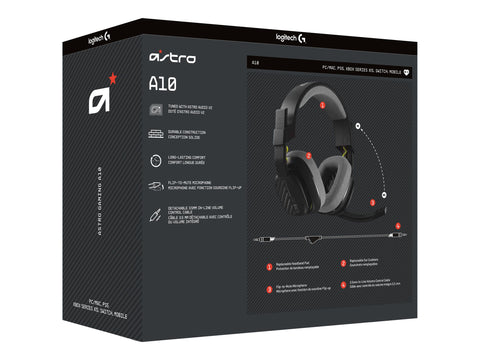 LOGITECH Astro Gaming A10 Gen 2 Headset full size wired 3.5 mm jack black