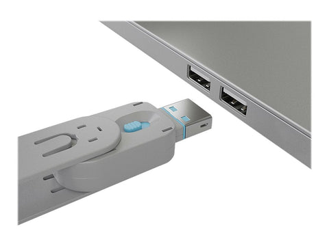 LINDY Clé USB et 4 bloqueurs de ports USB Bleu