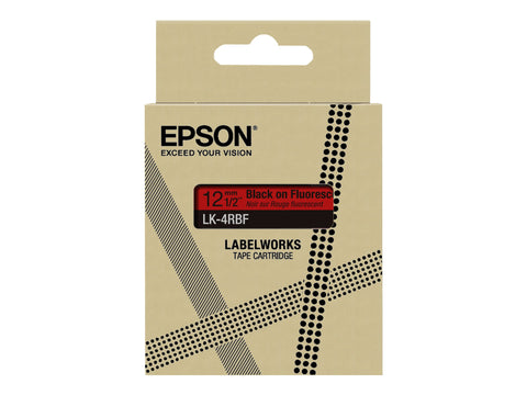 EPSON Colour Tape Fluorescent Red/Black 12mm 5m LK-4RBF