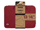 PORT DESIGNS Trendy Cotton Neoprene Laptop Sleeve 13p-14p L-shaped opening for easy access Stretchy cotton neoprene material Red