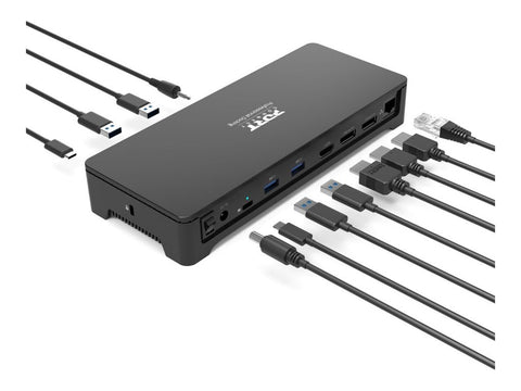 PORT DESIGNS Triple Screen Docking Station With 100W Power Dual USB-C & USB-A Connectivity Charges Laptops Up To 100W
