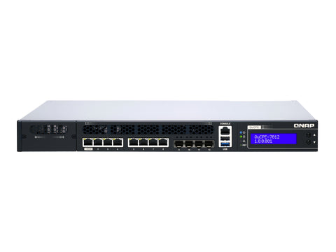 QNAP QuCPE-7012-D2146NT-32G Intel Xeon D-2146NT 8x2.5GbE RJ45 ports and 4x10GbE SFP+ ports 1x network module 1x PCIe Gen3 x8