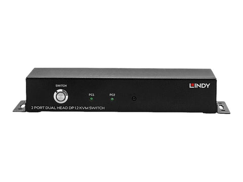 LINDY 2 Port Dual Head DisplayPort 1.2 KVM Switch 4x USB2.0 2x DP 1.2 Output
