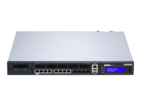 QNAP QuCPE-7012-D2146NT-32G Intel Xeon D-2146NT 8x2.5GbE RJ45 ports and 4x10GbE SFP+ ports 1x network module 1x PCIe Gen3 x8