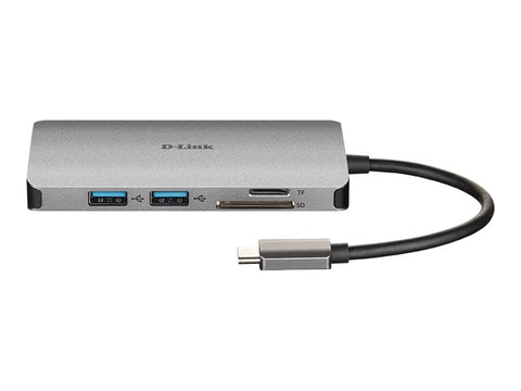 D-LINK USB-C 8-en-1 HDMI SD /microSD card reader and charging