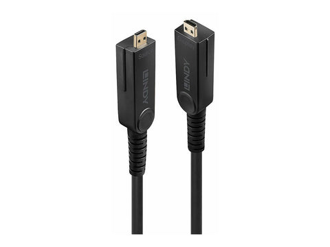 LINDY 30m Fibre Optic Hybrid Micro-HDMI 18G Cable with Detachable HDMI & DVI Connectors