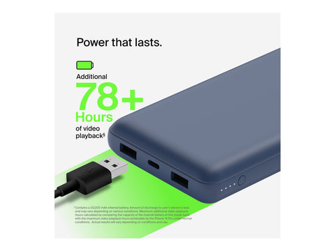 BELKIN Powerbank 20K 15W USB-C + 2 USB-A Bleu