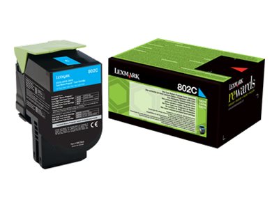 LEXMARK 802C cartouche de toner cyan faible capacité 1.000 pages pack de 1 retour program