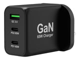PORT DESIGNS 65W Gan Charger USB-C & USB-A Gallium Nitride Gan Technology More Efficient Smaller Lighter And Less Energy Consuming