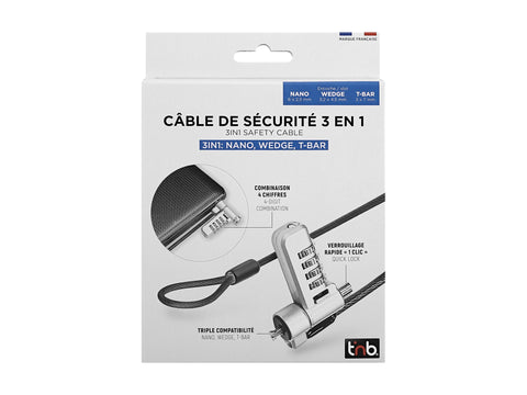 TNB 3in1 code lock cable T-Bar Nano and Wedge compatible