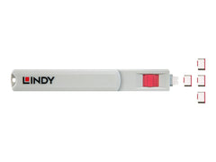 LINDY USB Type C Port Blocker Key - Pack of 4 Blockers Red