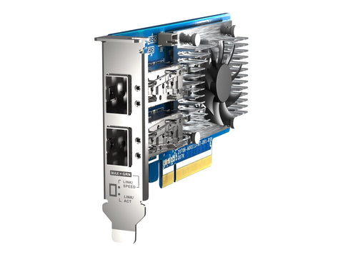QNAP Dual-port SFP28 25GbE network expansion card low-profile form factor PCIe Gen4 x8
