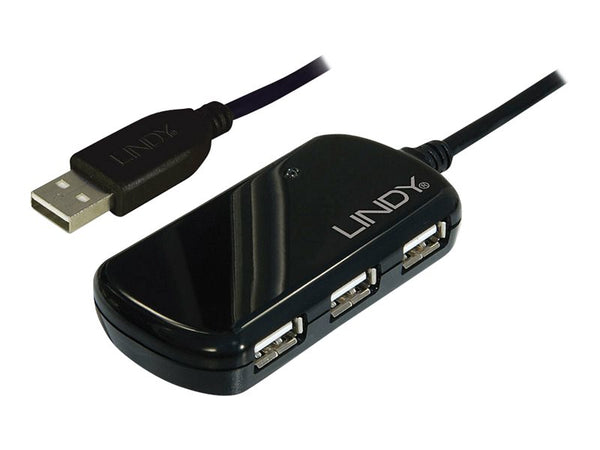 LINDY Rallonge active USB 2.0 Pro avec Hub 4 ports 8m