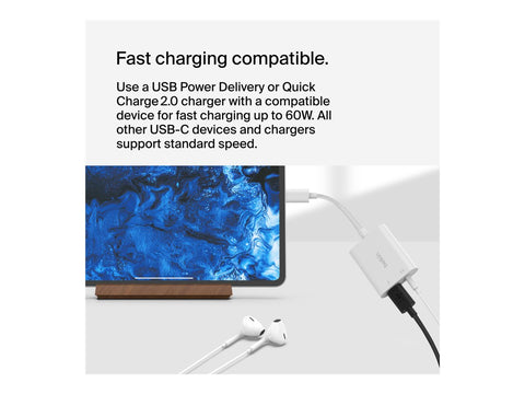 BELKIN Rockstar 3.5mm Audio + USB-C Charge Adapter