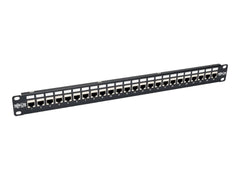 EATON TRIPPLITE 24-Port 1U Rack-Mount STP Shielded Cat6a Feedthrough Patch Panel RJ45 Ethernet TAA