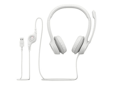 LOGITECH H390 Headset on-ear wired USB-A off-white